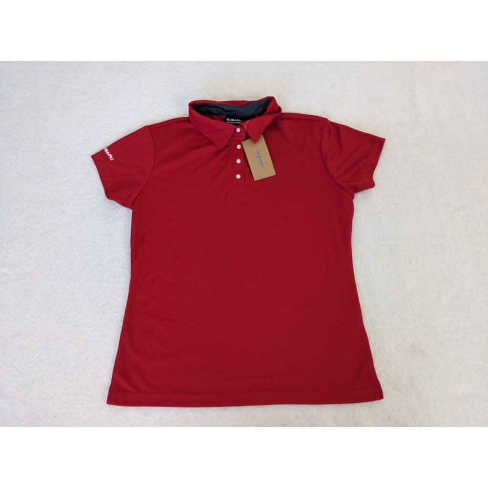 Subaru Black Label Polo Shirt Womens Large Red Short Sleeve NWT